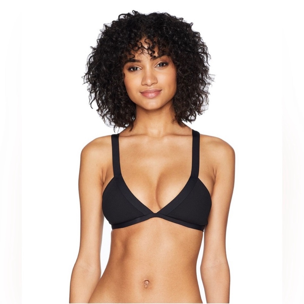 L*Space Farrah black ribbed Bikini Top NWT